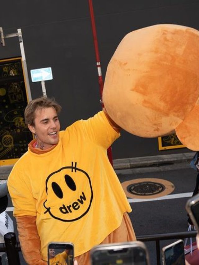 Justin Bieber in taddy bear costume
