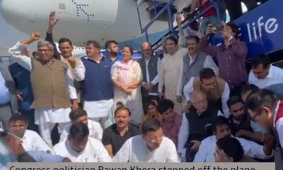 Congress politician Pawan Khera, stepped off the plane,