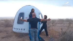 Jeff Bezos' Space Adventure: A Personal Welcome for Lauren Sanchez 102 space
