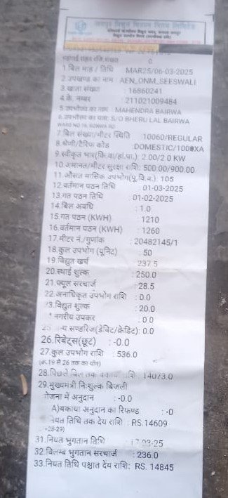 Electricity Bill Error- Shocking Facts About Overcharging in Rajasthan- 140 Electricity bill error 2