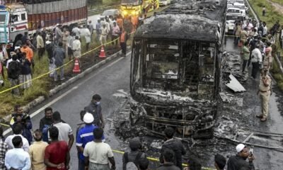 Kurnool, Andhra Pradesh, a private passenger bus en-route from Hyderabad to Bengaluru