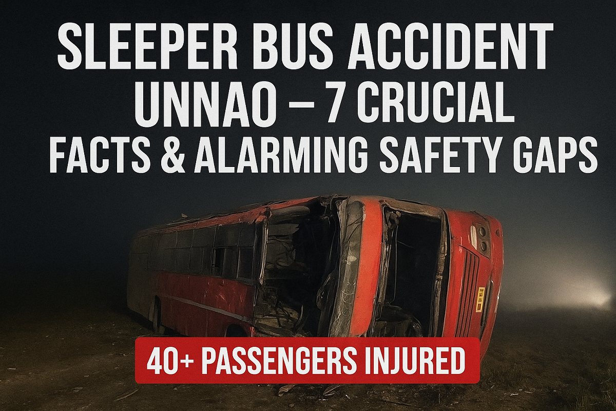 Sleeper Bus Accident Unnao-A private AC sleeper bus overturned late at night near Unnao on the Agra–Lucknow Expressway- 156 The sleeper bus accident Unnao