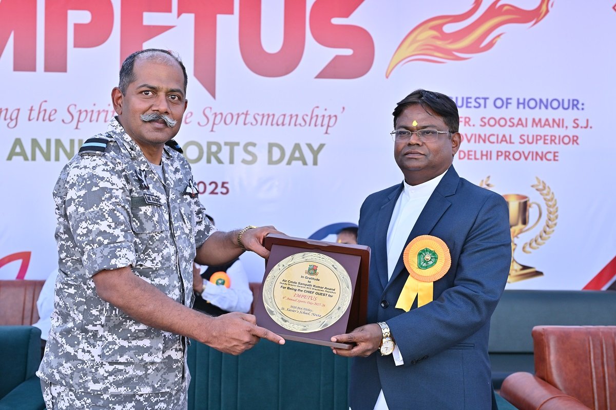 Impetus 2025 Sports Festival – A spectacular celebration of unity, discipline, and youthful energy filled the majestic grounds of St. Xavier’s School, Nevta- 149 The Impetus 2025 Sports Festival concluded with the soulful National Anthem, echoing unity and patriotism across the grounds