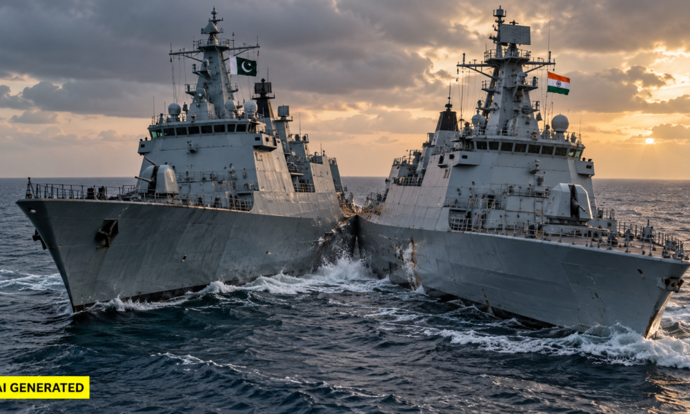Indian Navy warship in Arabian Sea