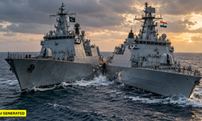 Indian Navy warship in Arabian Sea