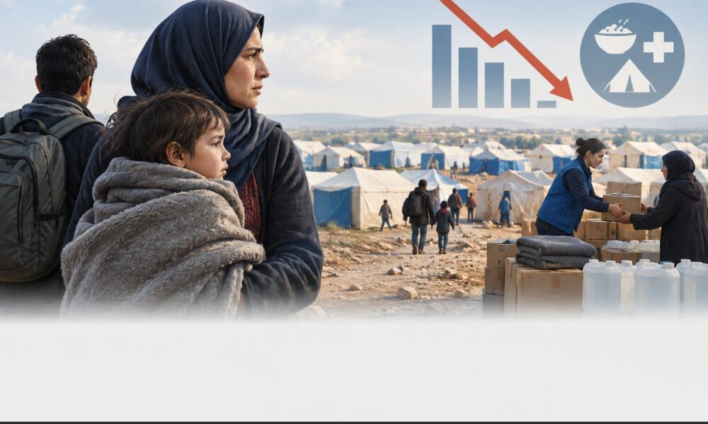 Refugees receiving humanitarian assistance