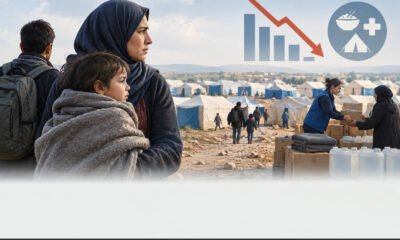 Refugees receiving humanitarian assistance