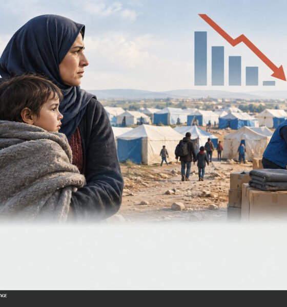 Refugees receiving humanitarian assistance