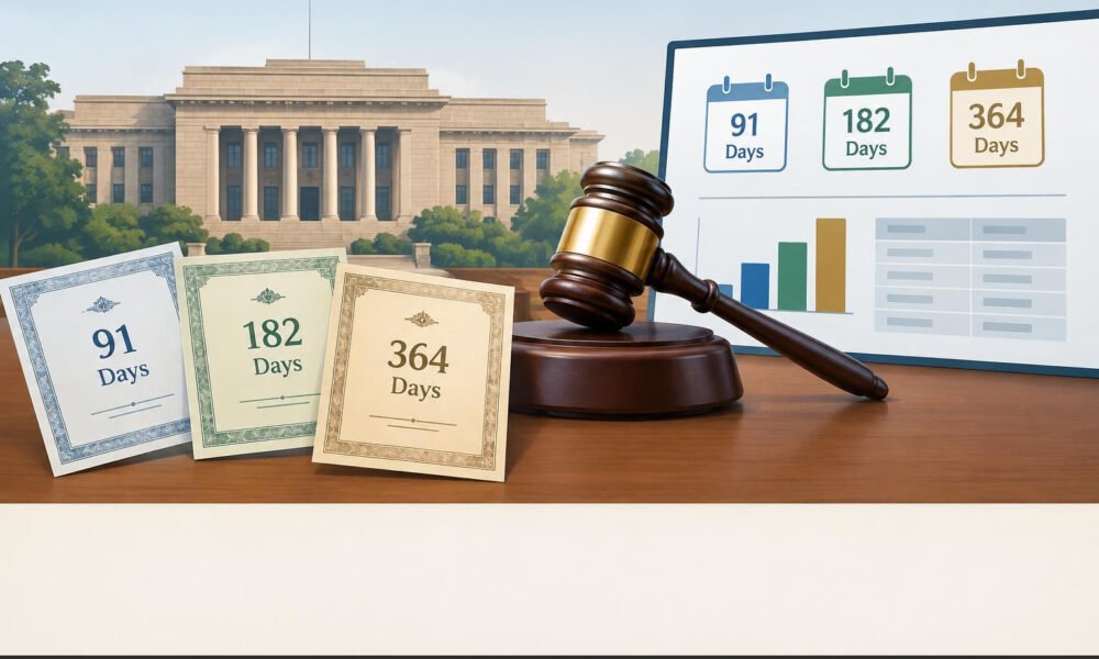 Treasury Bills auction result and RBI building