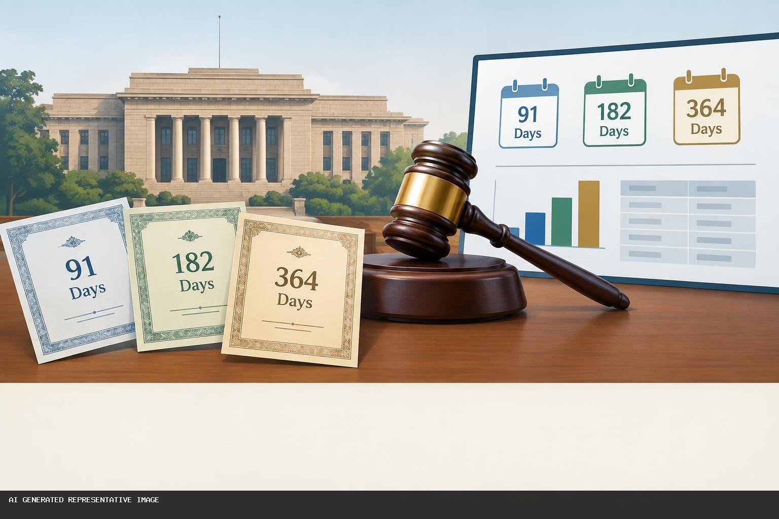 Treasury Bills auction result and RBI building