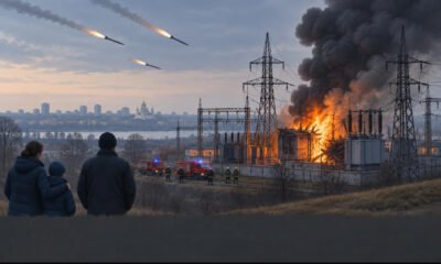 Emergency workers inspect damaged Kyiv buildings