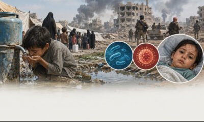 Yemen displaced families at mobile health clinic